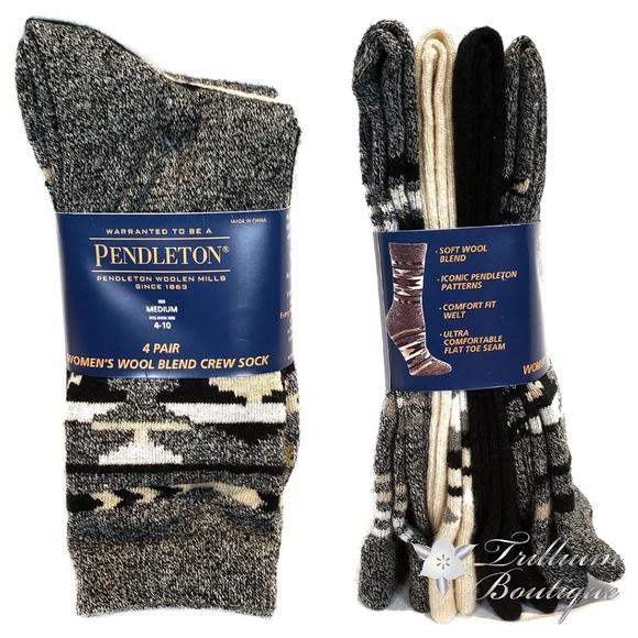 Pendleton Accessories - Pendleton Womens Wool Blend Crew Socks 4 Pairs NWT